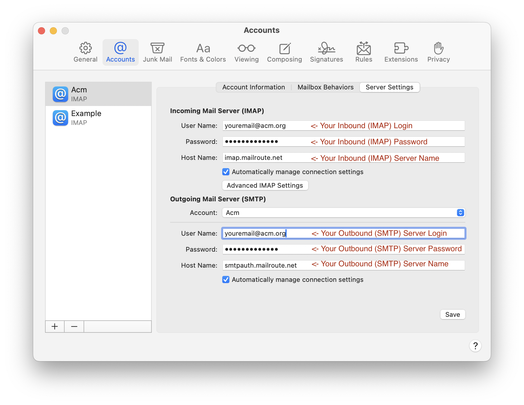 Apple Macintosh Mail.app Outbound Configuration/SMTP Auth Relay ...